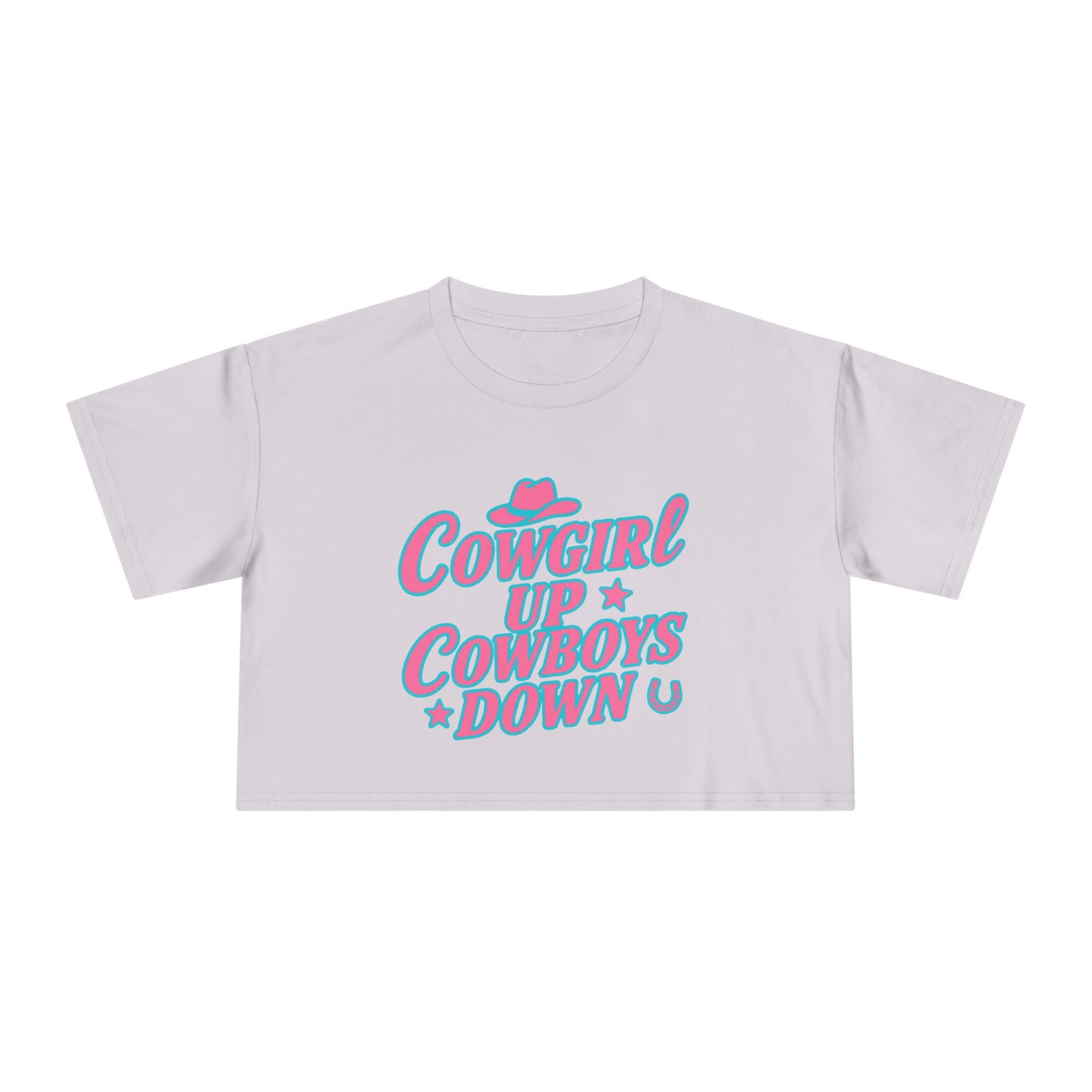 Cowgirl Up Cowboys Down Crop Tee.