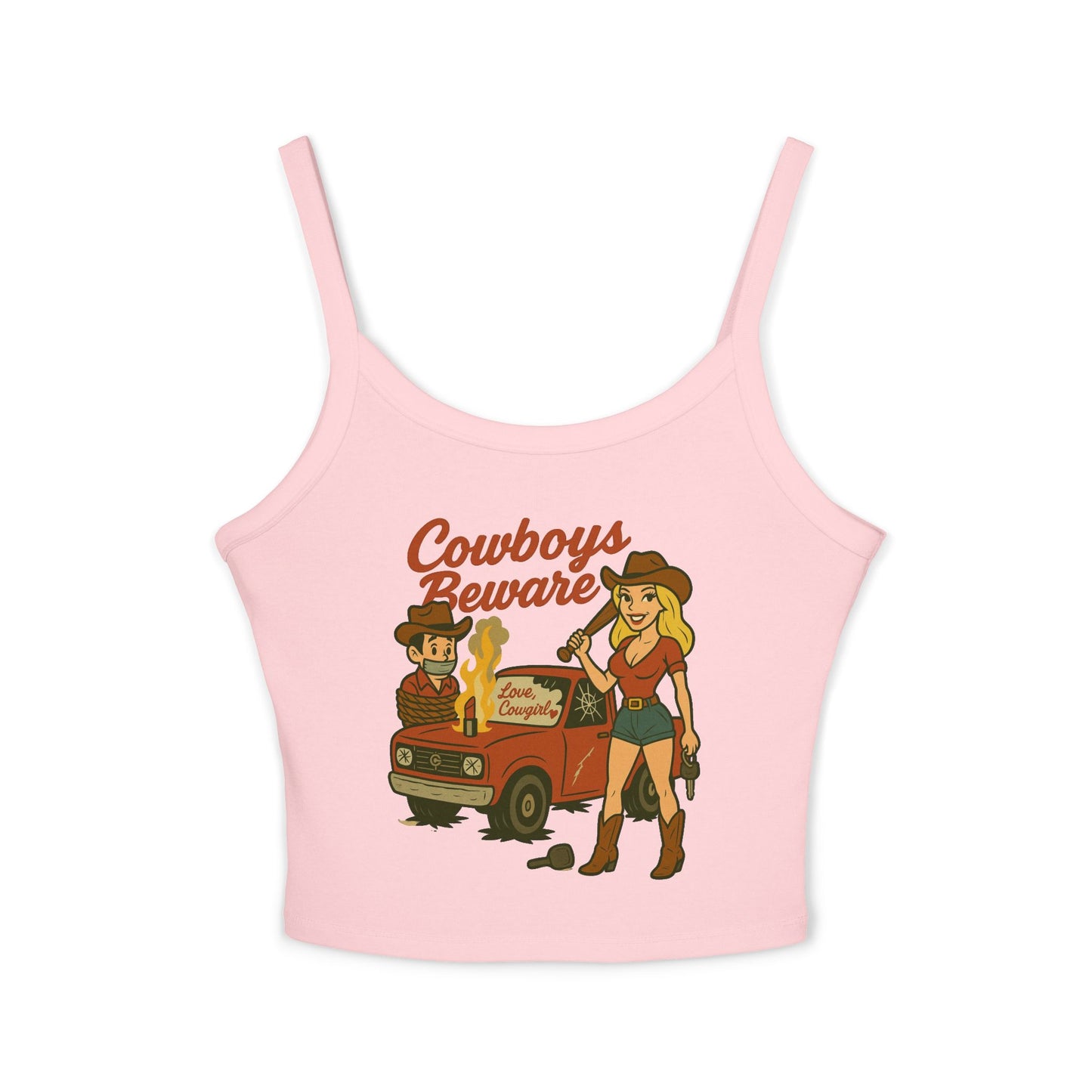 Cowboys Beware Spaghetti Strap Tank.