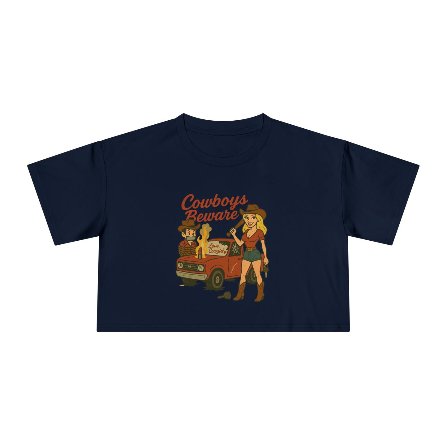 Cowboys Beware Crop Tee.