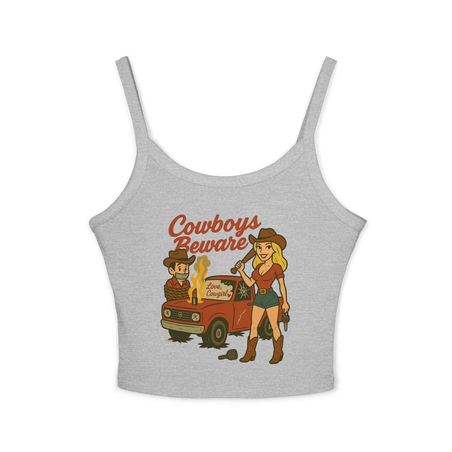 Cowboys Beware Spaghetti Strap Tank.