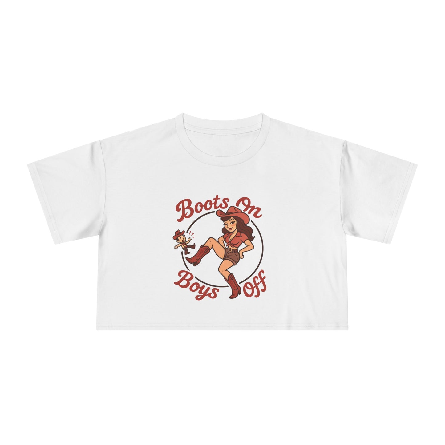 Boots On Boys Off Women's Crop Tee.