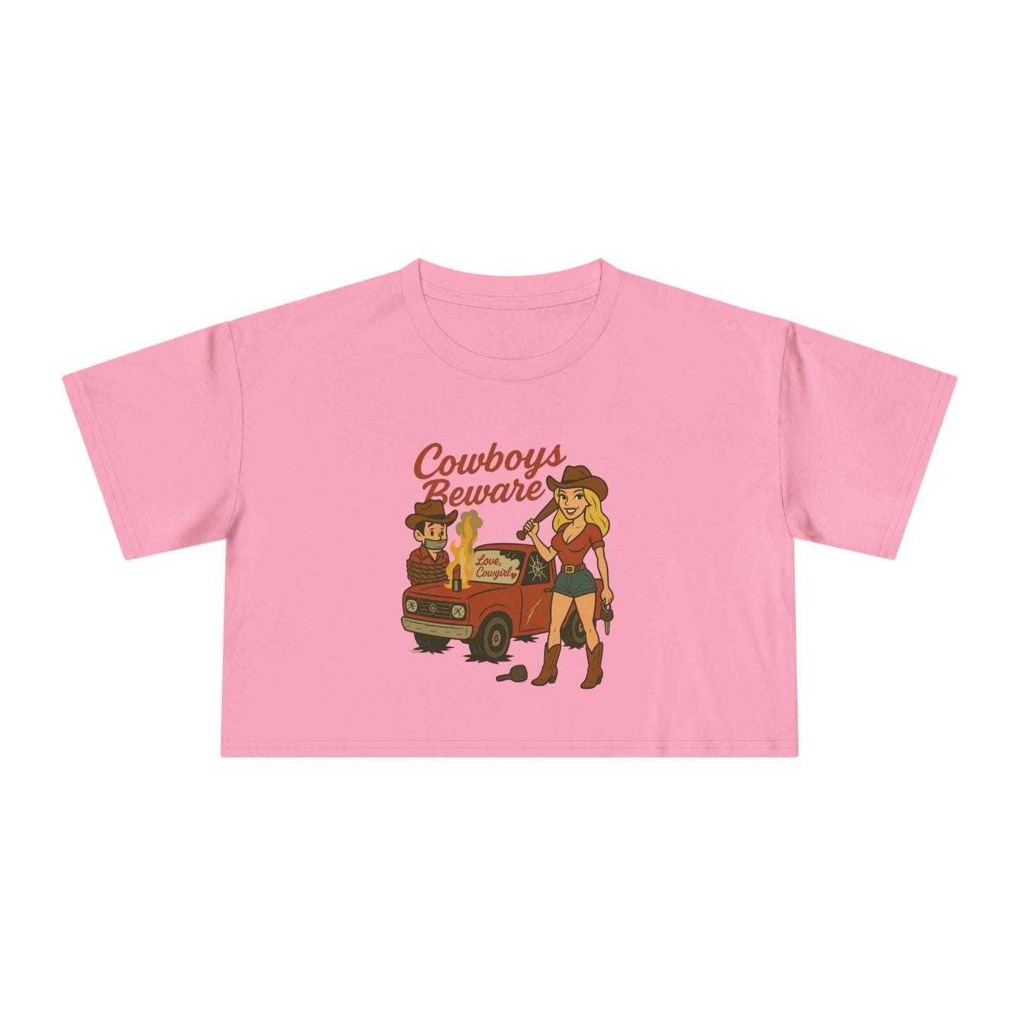 Cowboys Beware Crop Tee.