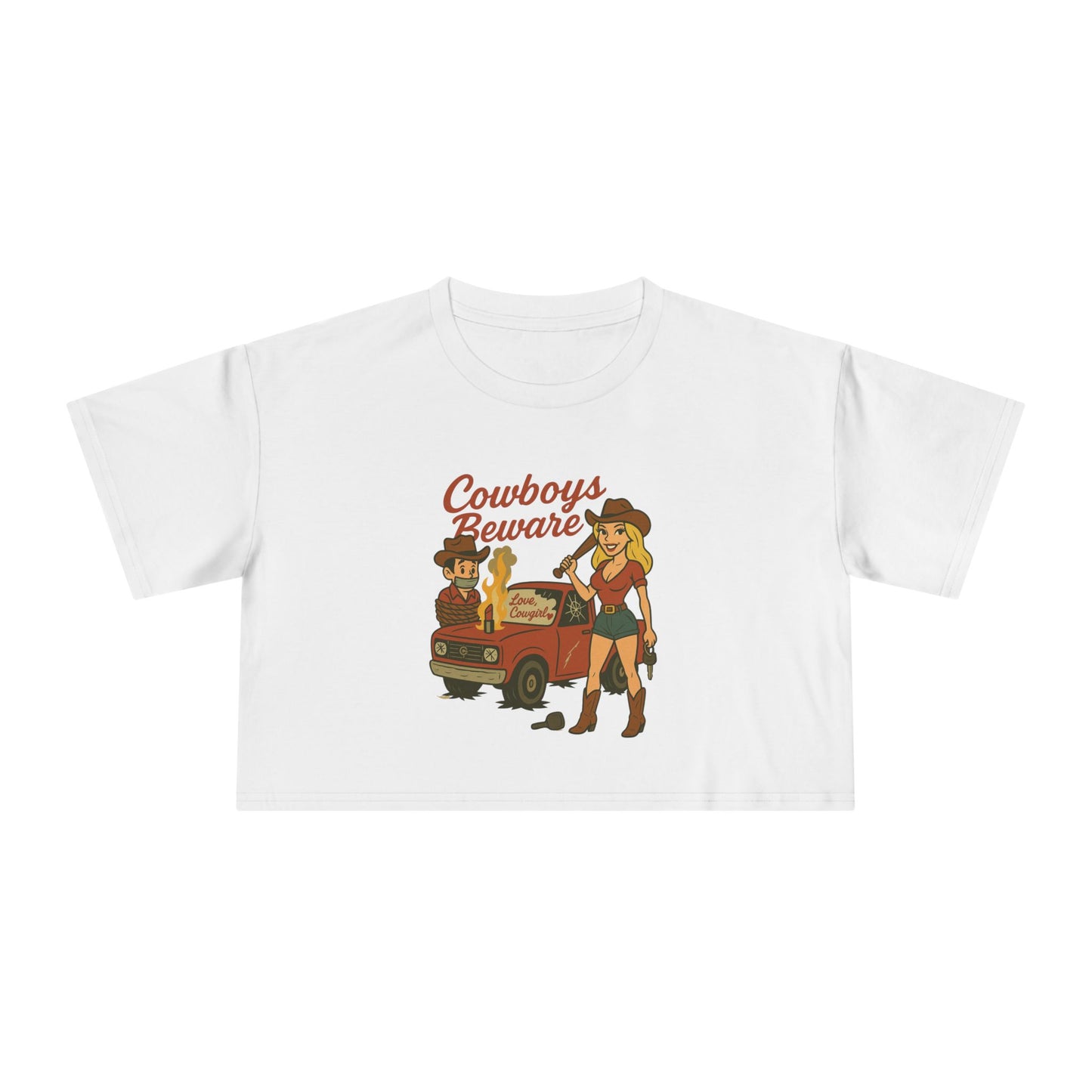 Cowboys Beware Crop Tee.