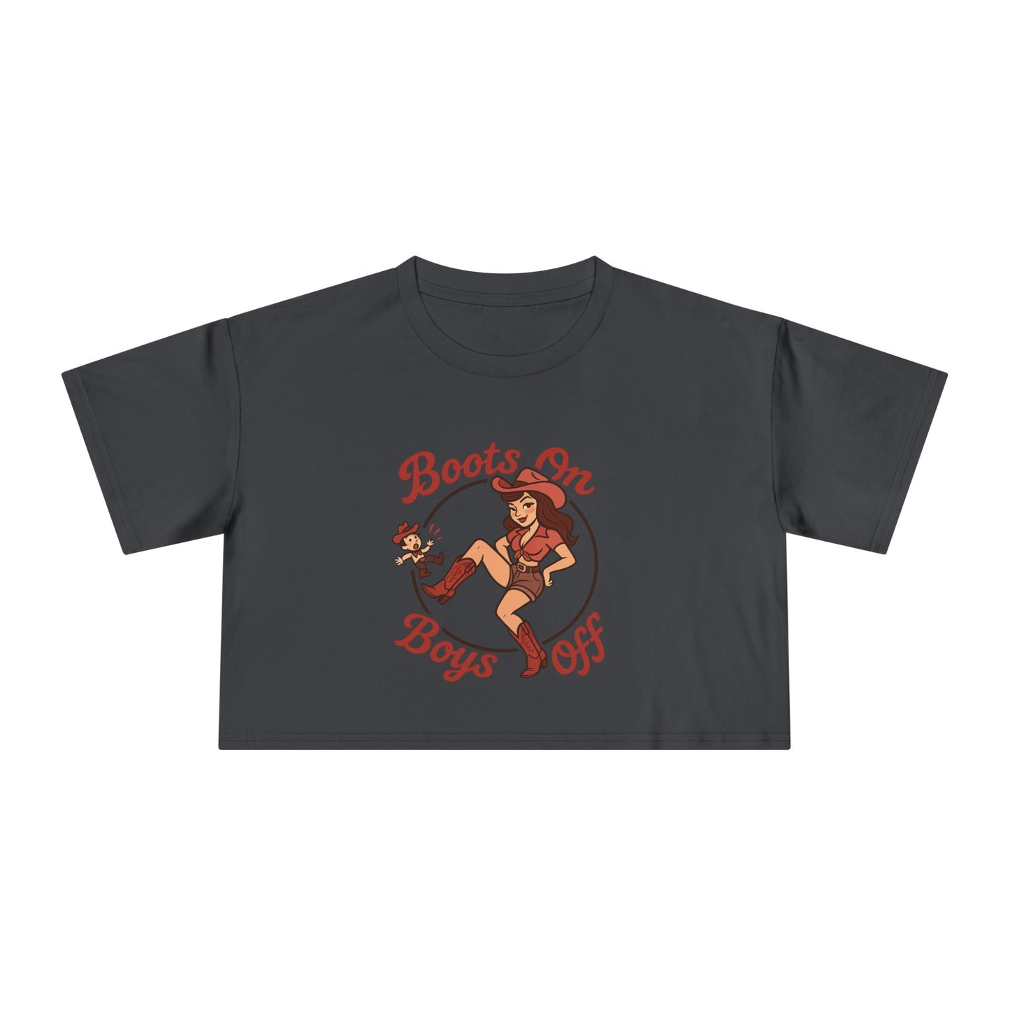 Boots On Boys Off Women's Crop Tee.