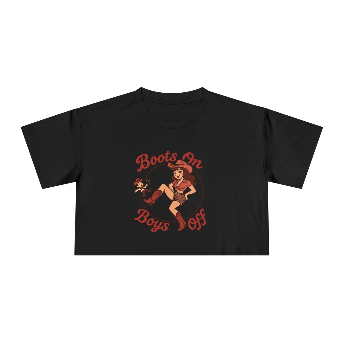 Boots On Boys Off Women's Crop Tee.