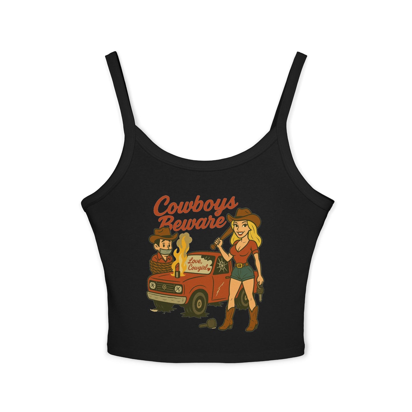 Cowboys Beware Spaghetti Strap Tank.