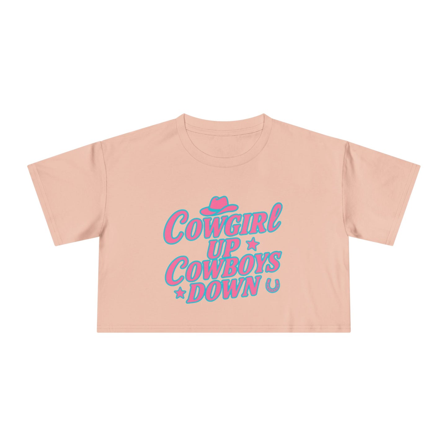 Cowgirl Up Cowboys Down Crop Tee.