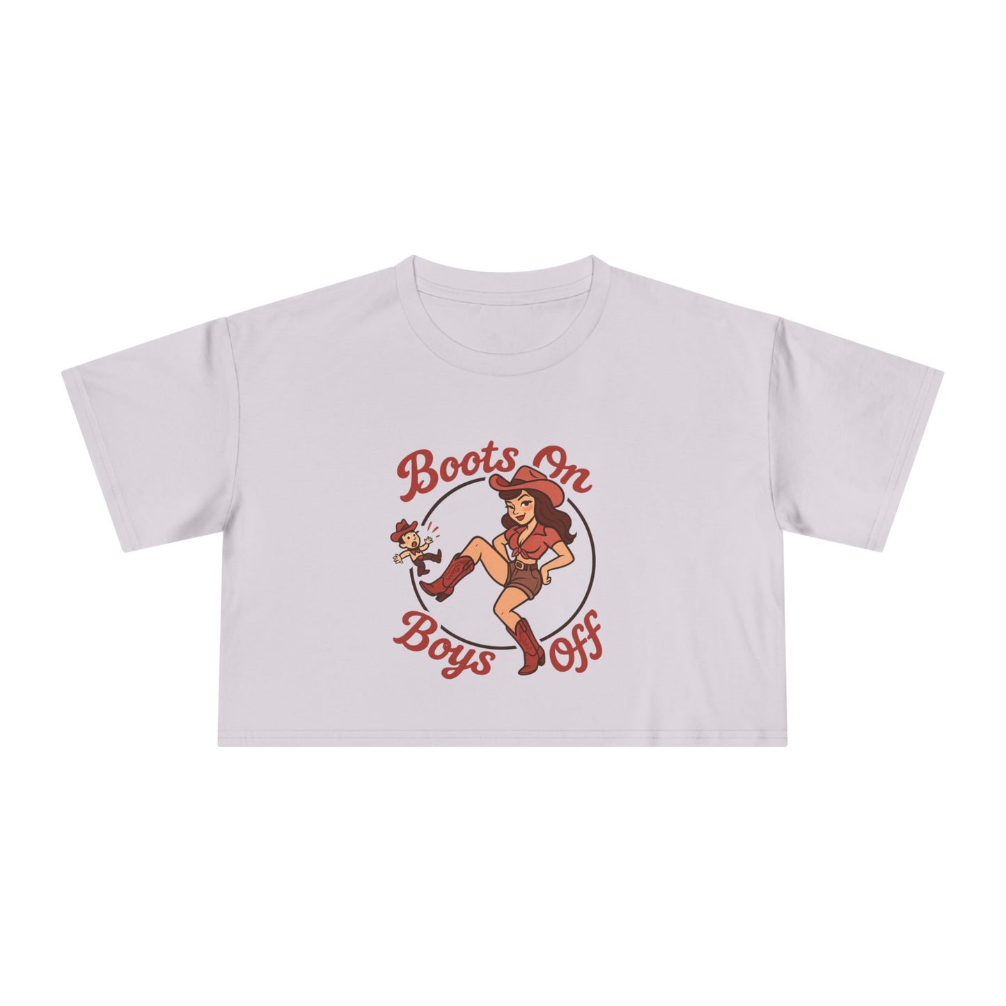 Boots On Boys Off Women's Crop Tee.