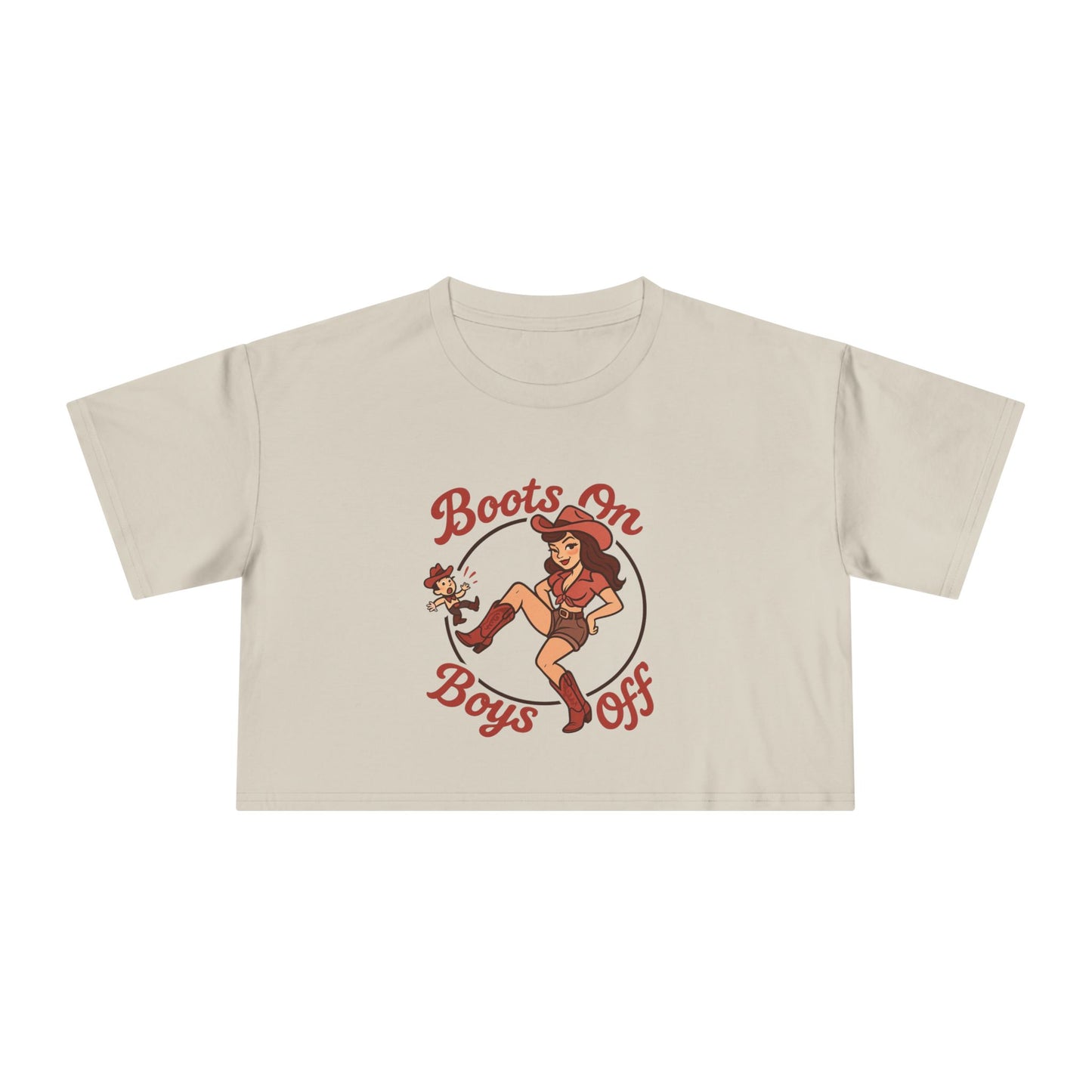 Boots On Boys Off Women's Crop Tee.