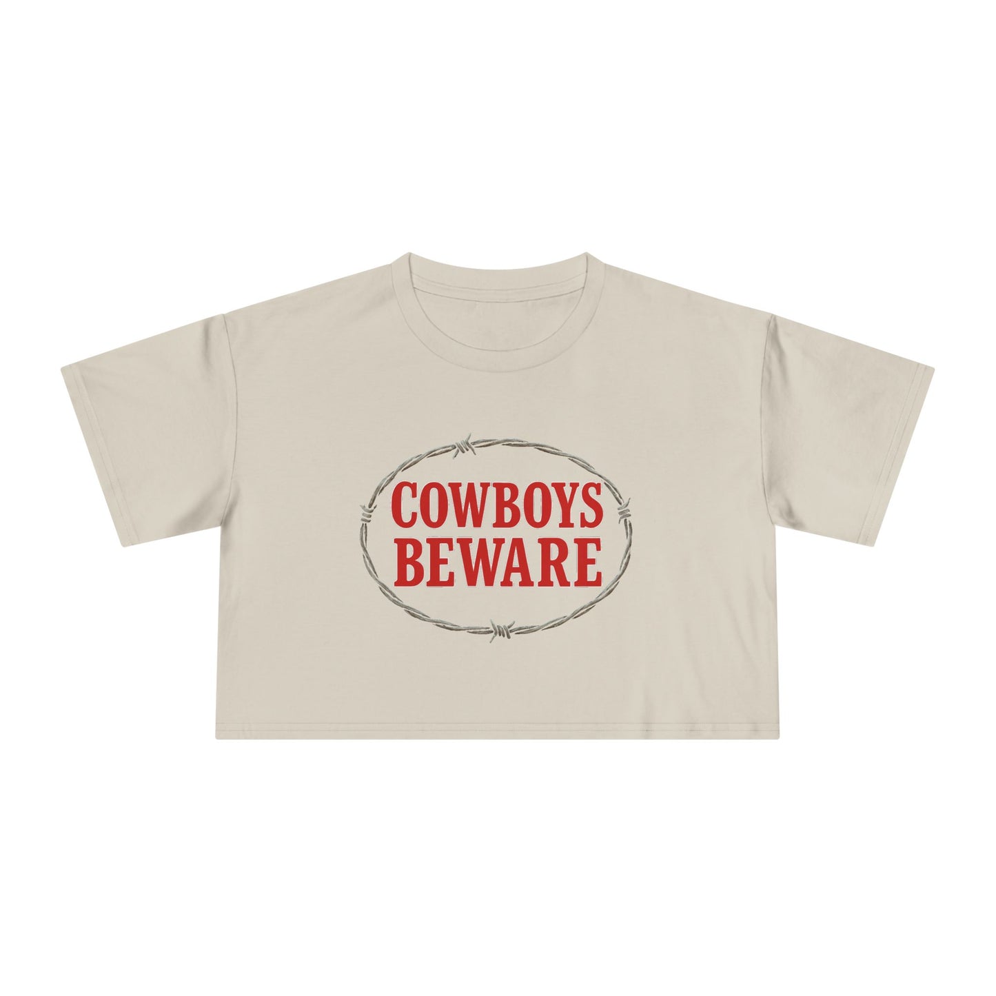 Cowboys Beware Crop Tee.