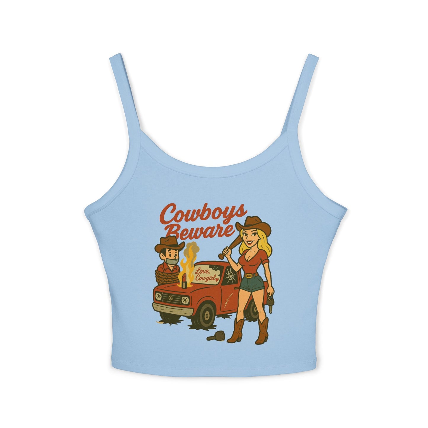 Cowboys Beware Spaghetti Strap Tank.