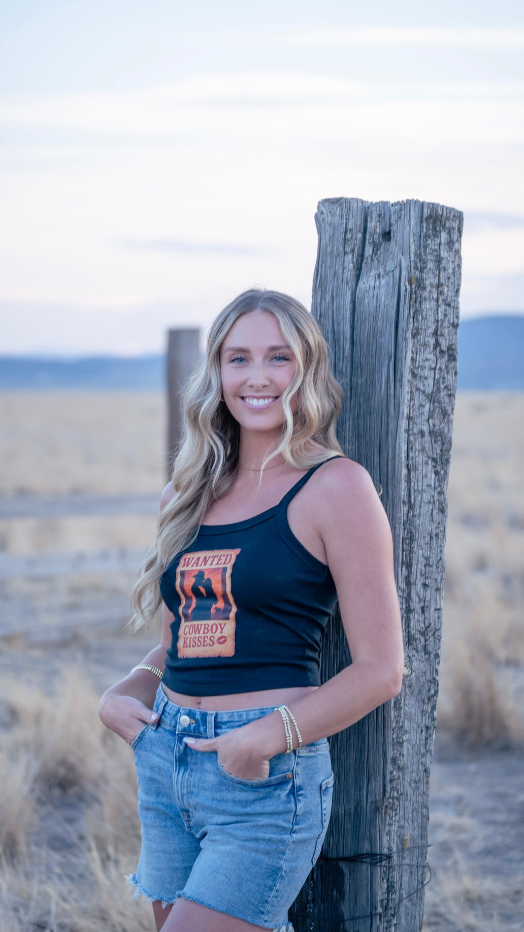 WANTED Cowboy Kisses Spaghetti Strap Tank