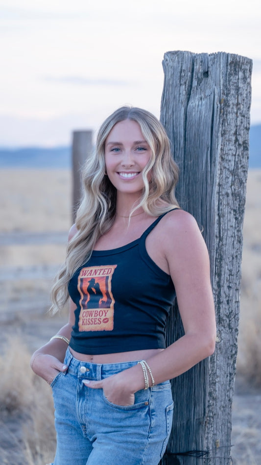 WANTED Cowboy Kisses Spaghetti Strap Tank