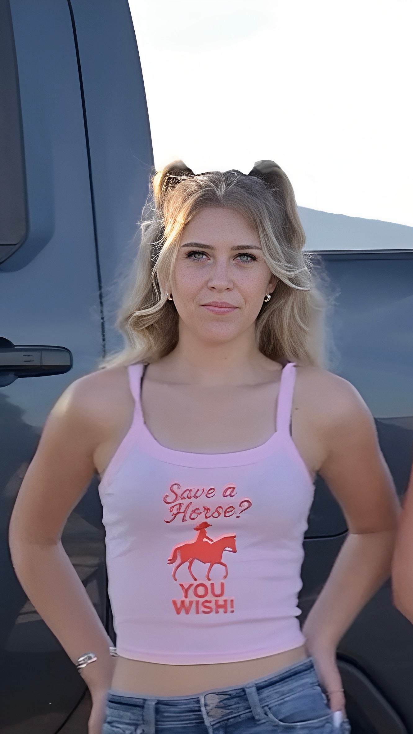Save a Horse? YOU WISH! Spaghetti Strap Tank.