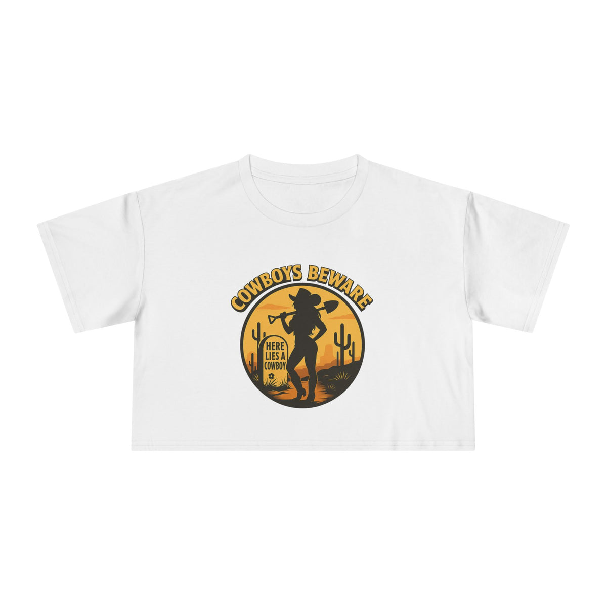 Cowboys Beware Crop Tee.