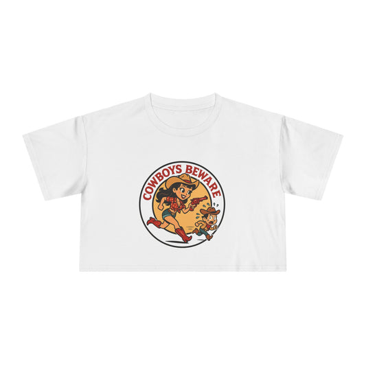 Cowboys Beware Crop Tee.