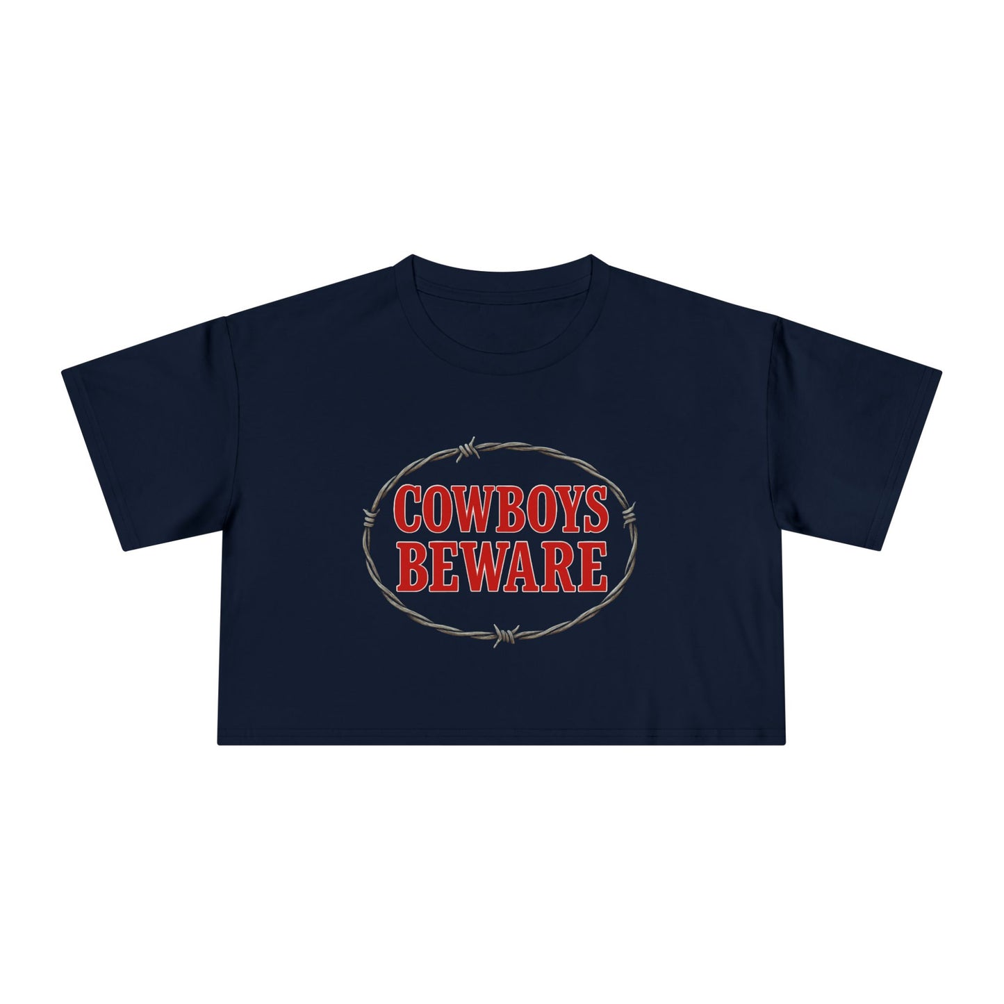 Cowboys Beware Crop Tee.