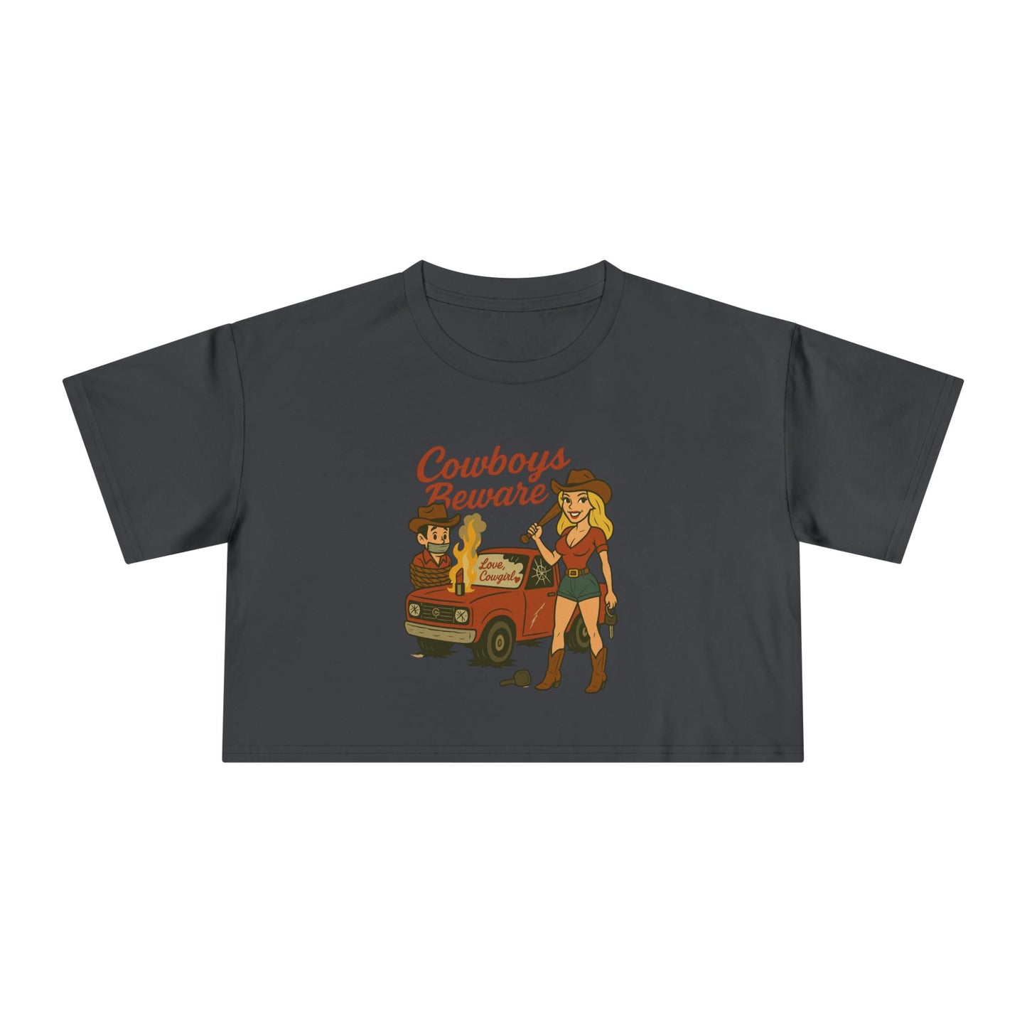 Cowboys Beware Crop Tee.