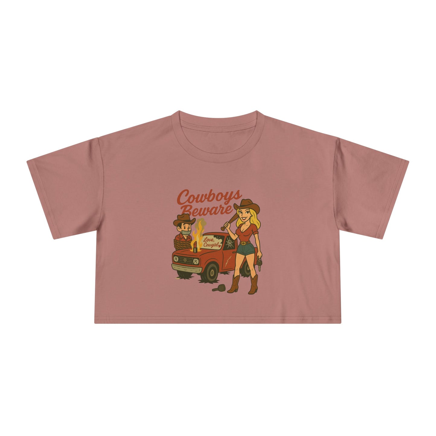 Cowboys Beware Crop Tee.