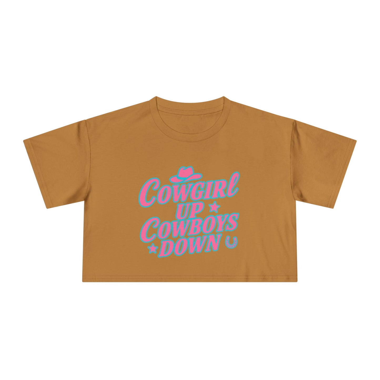 Cowgirl Up Cowboys Down Crop Tee.