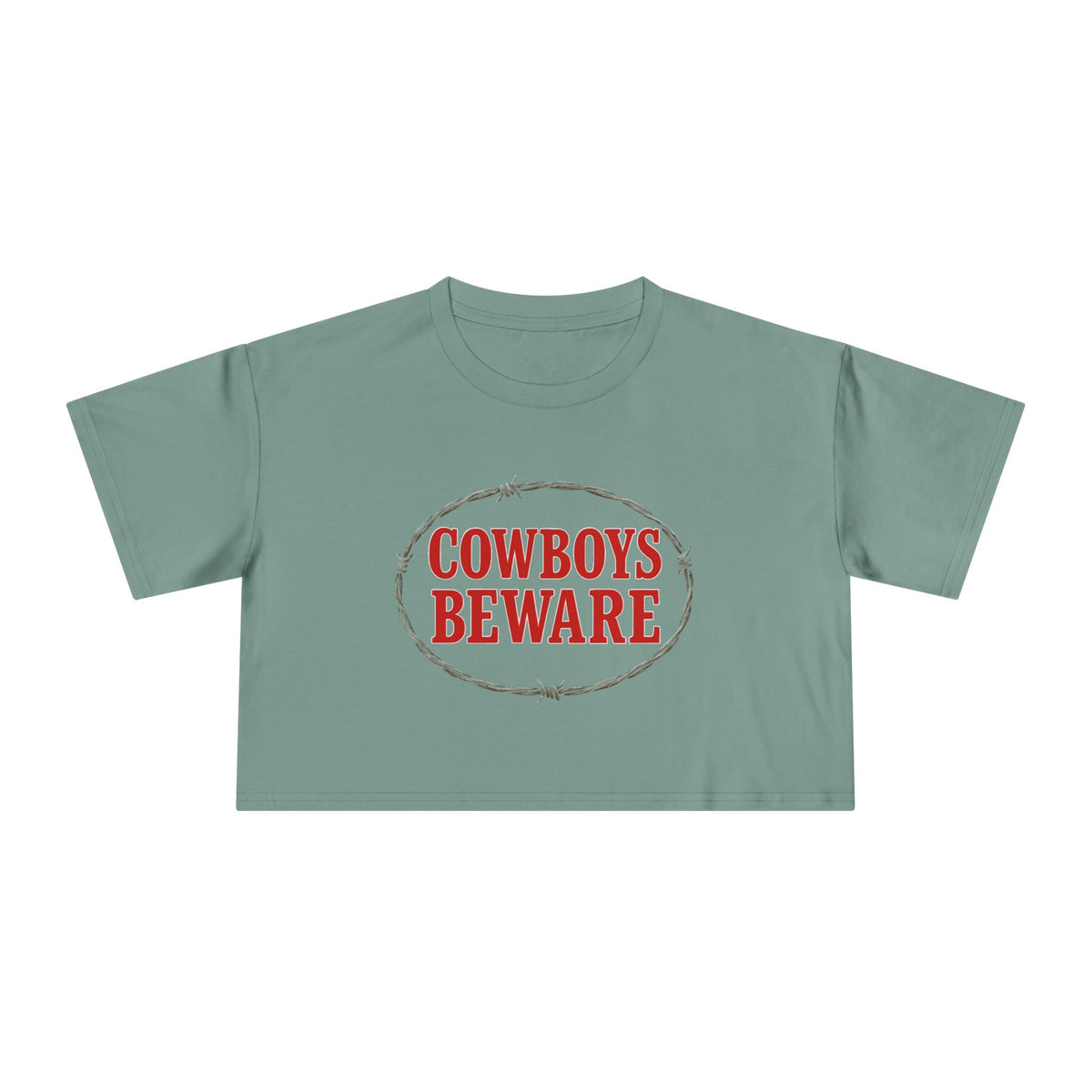 Cowboys Beware Crop Tee.