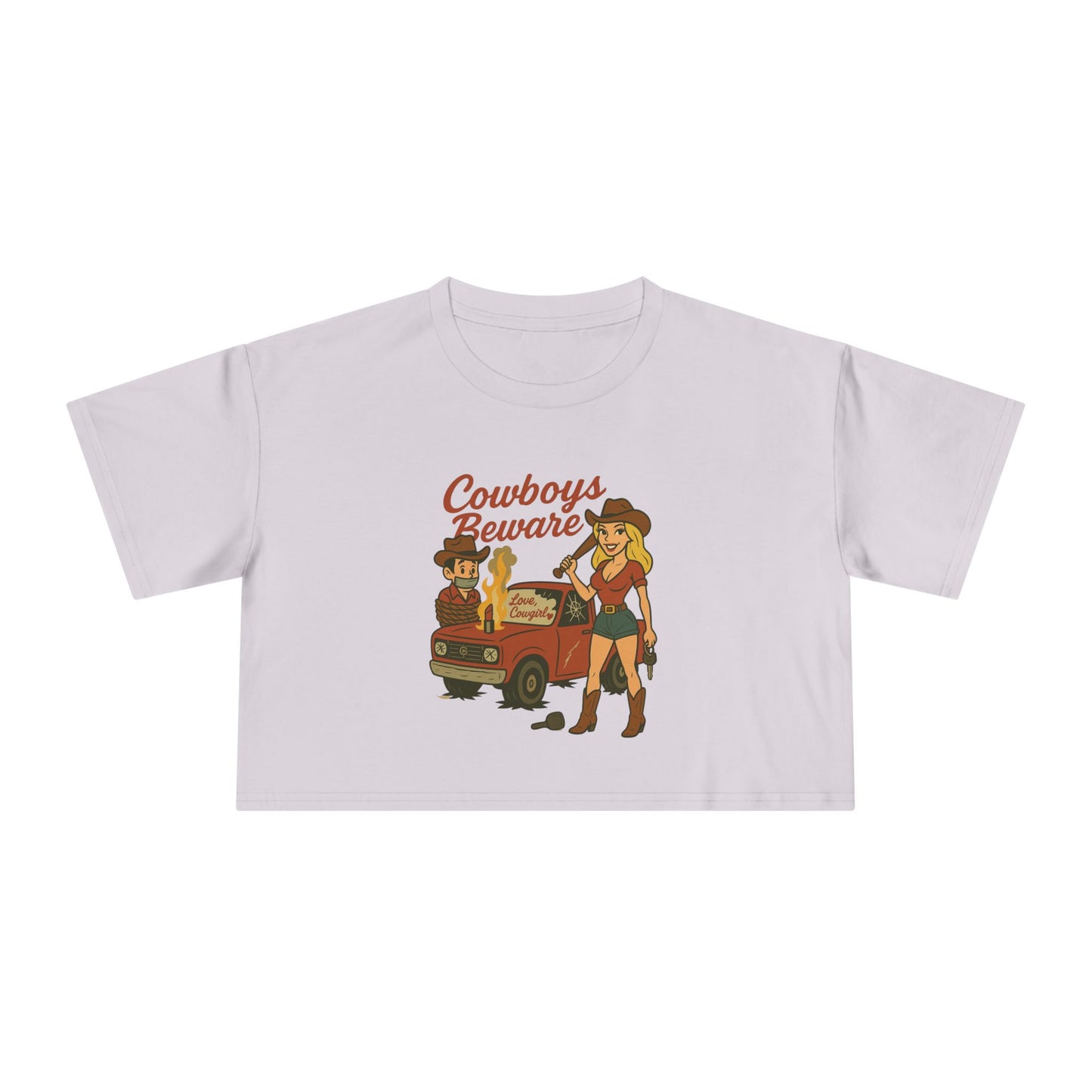 Cowboys Beware Crop Tee.