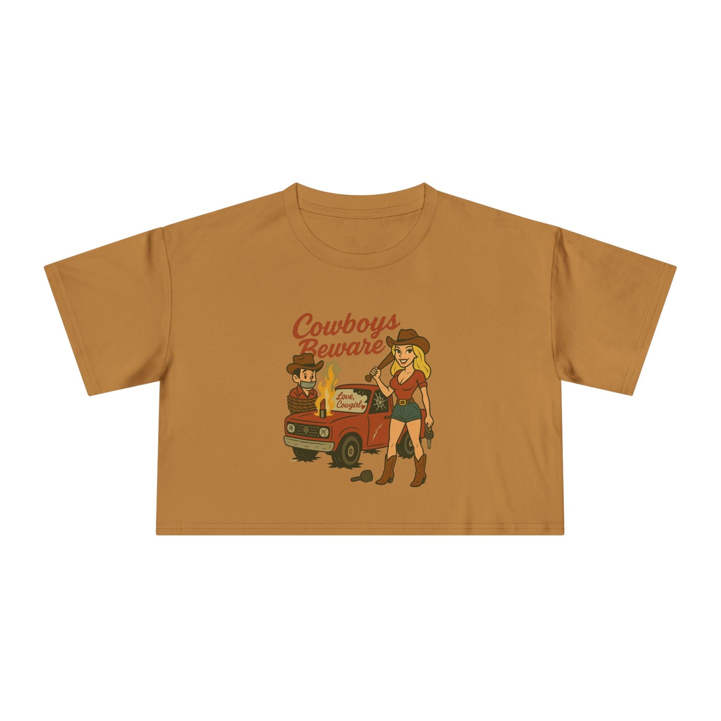 Cowboys Beware Crop Tee.