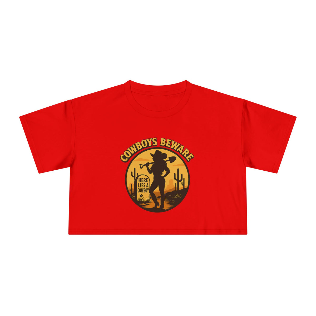Cowboys Beware Crop Tee.