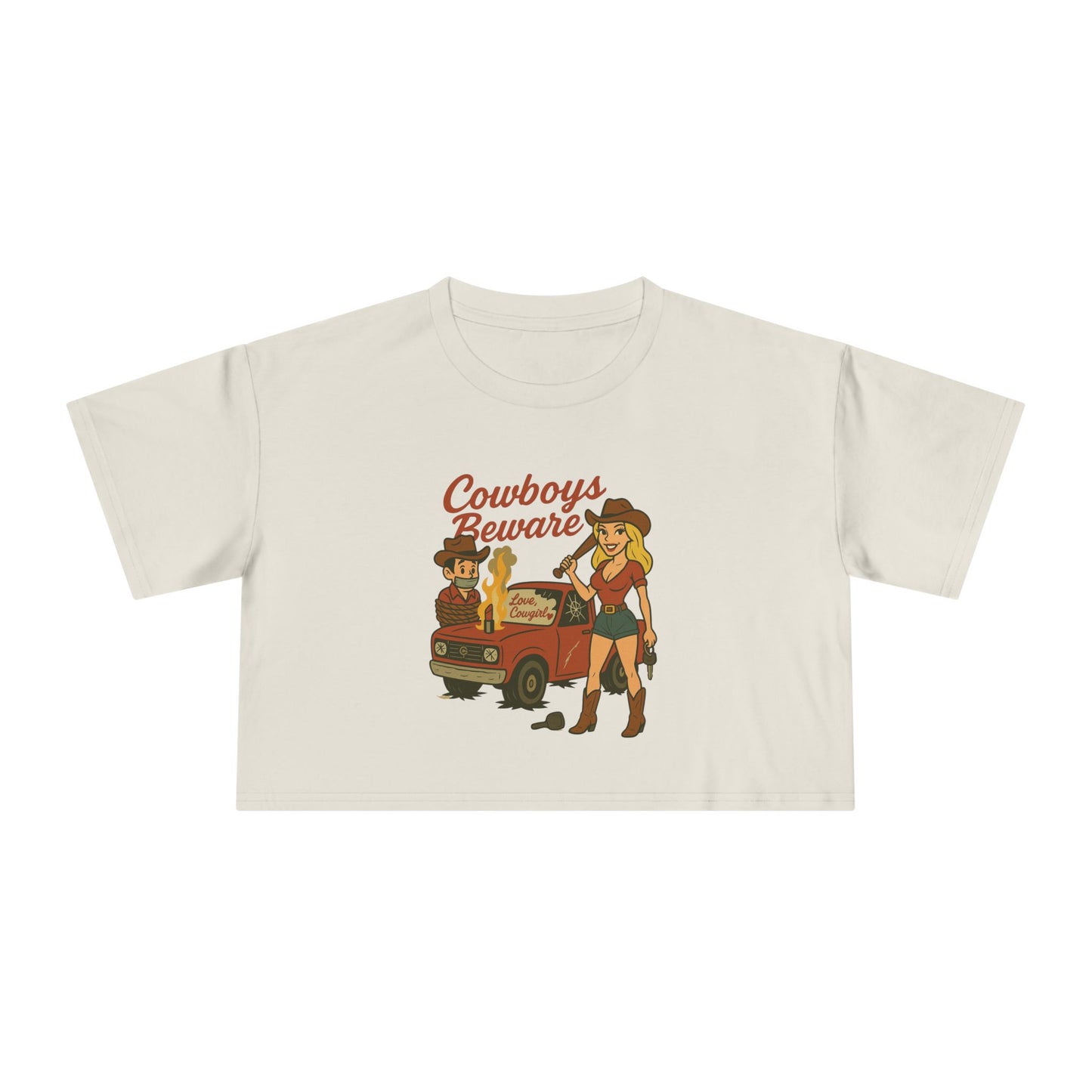 Cowboys Beware Crop Tee.