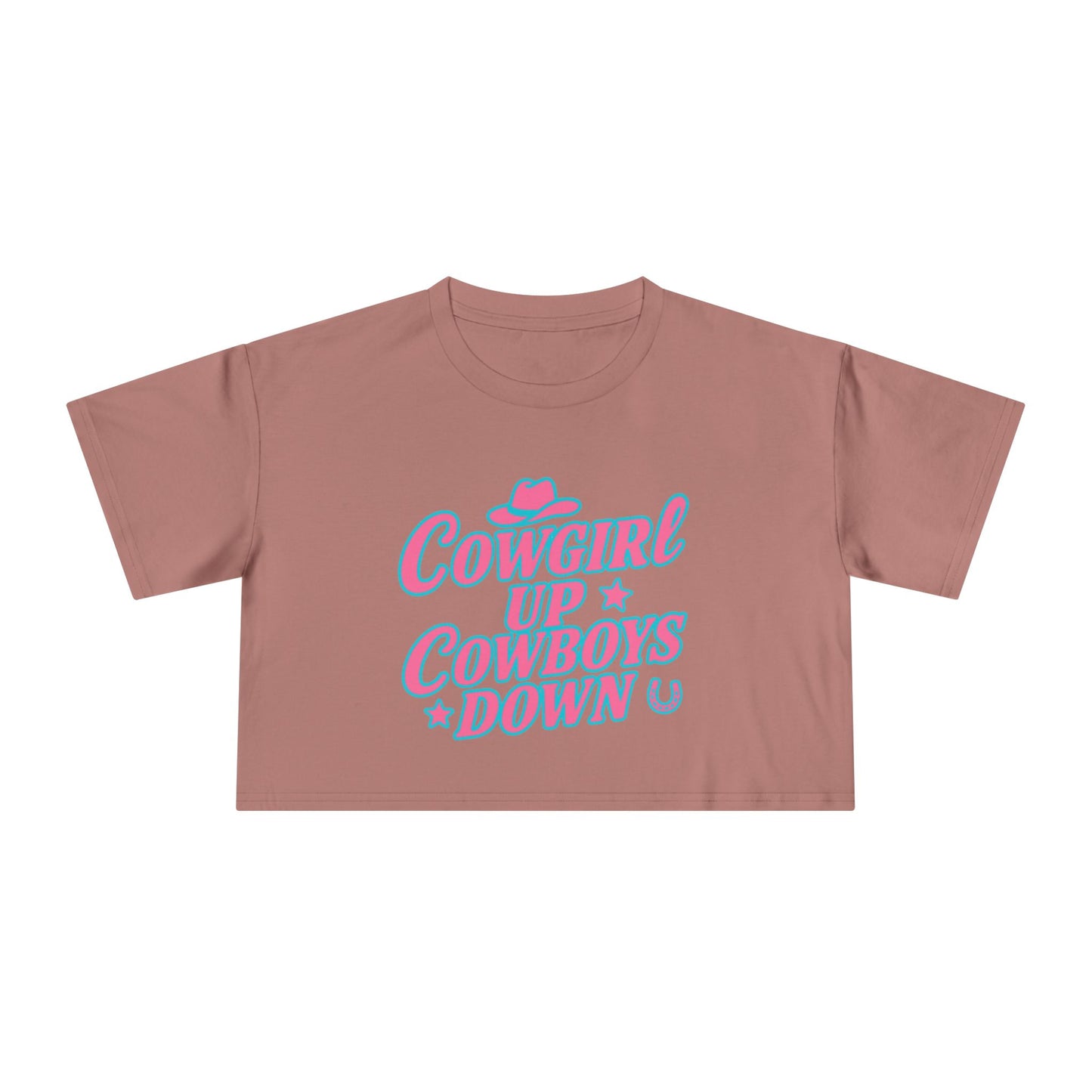 Cowgirl Up Cowboys Down Crop Tee.