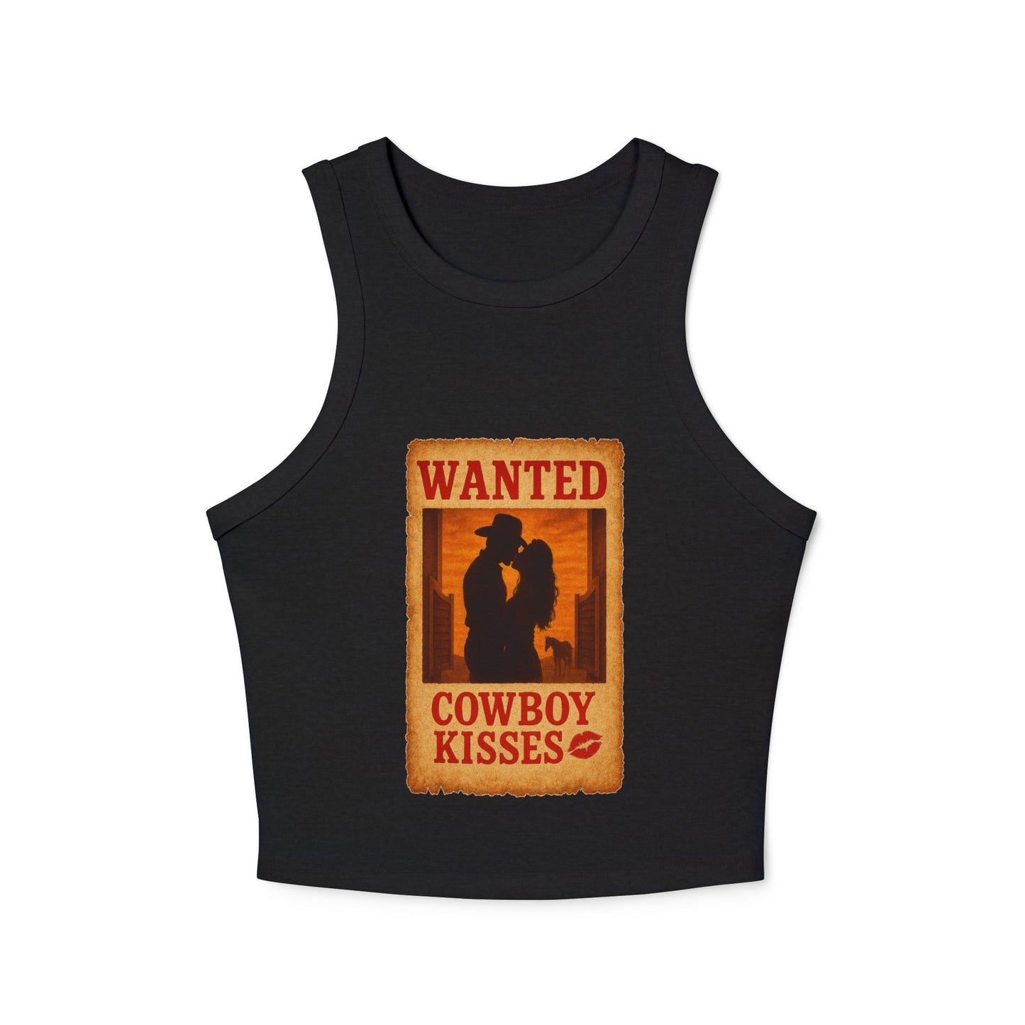 WANTED Cowboy Kisses Micro Rib Racer Tank.