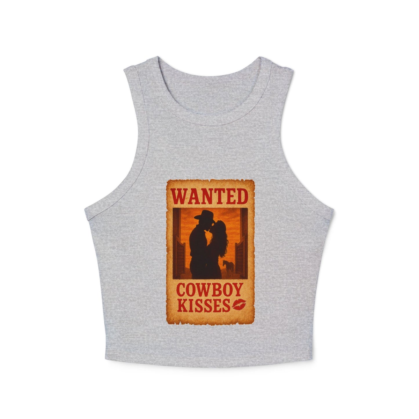 WANTED Cowboy Kisses Micro Rib Racer Tank.