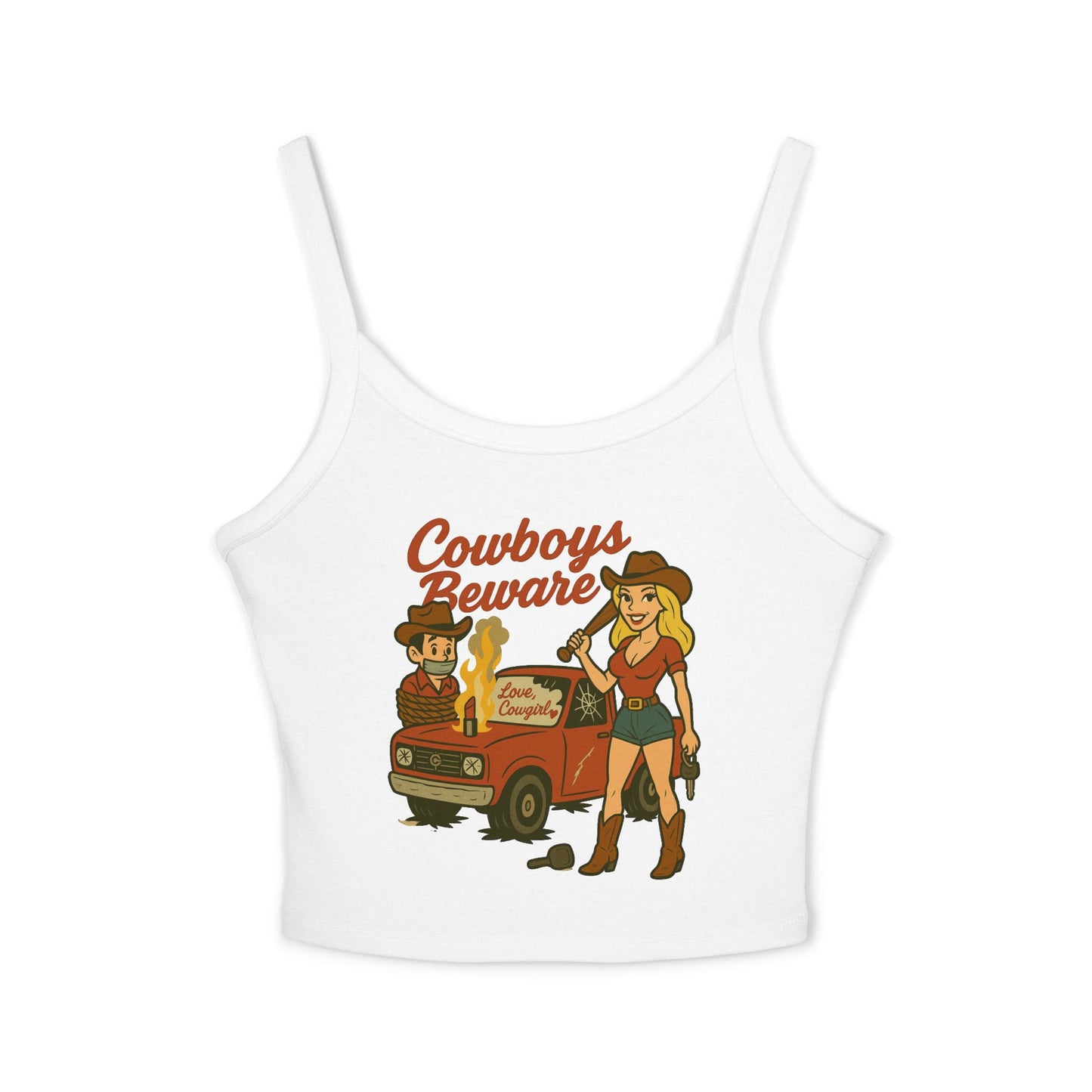 Cowboys Beware Spaghetti Strap Tank.