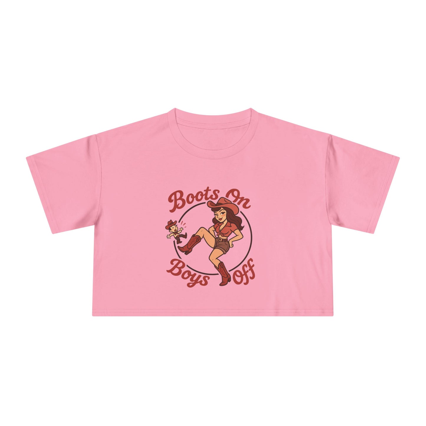 Boots On Boys Off Women's Crop Tee.