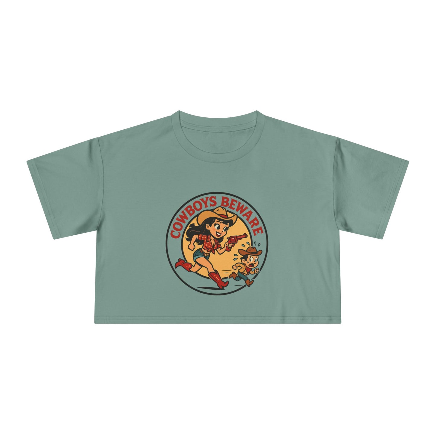 Cowboys Beware Crop Tee.