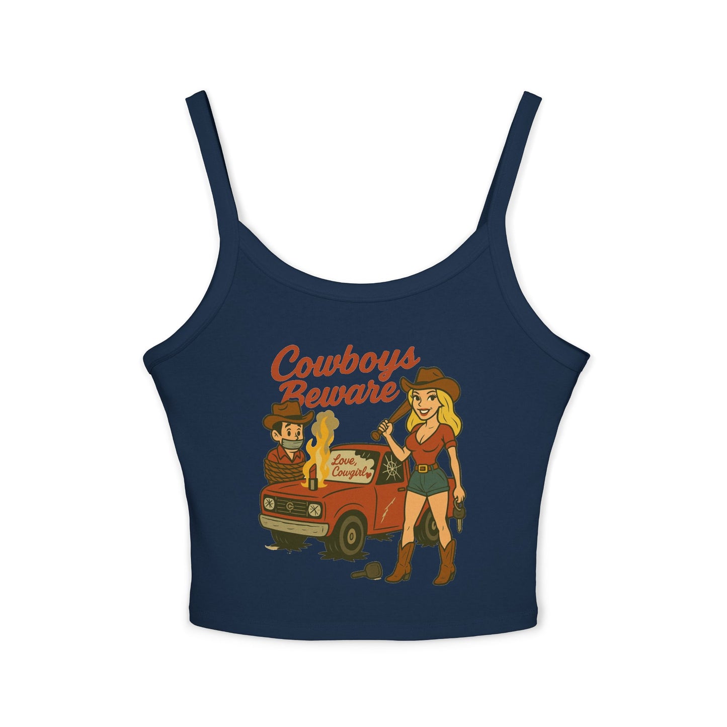 Cowboys Beware Spaghetti Strap Tank.