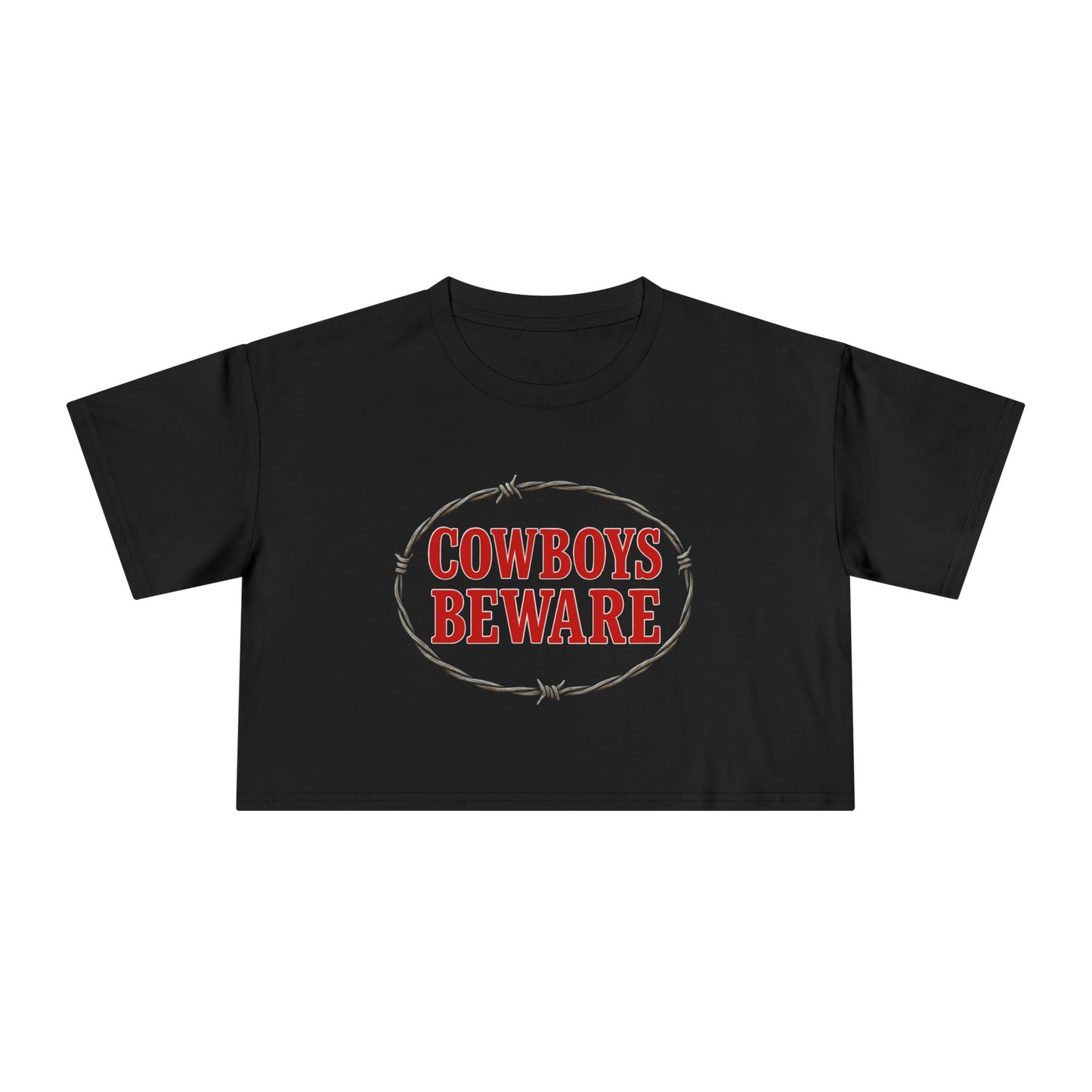 Cowboys Beware Crop Tee.