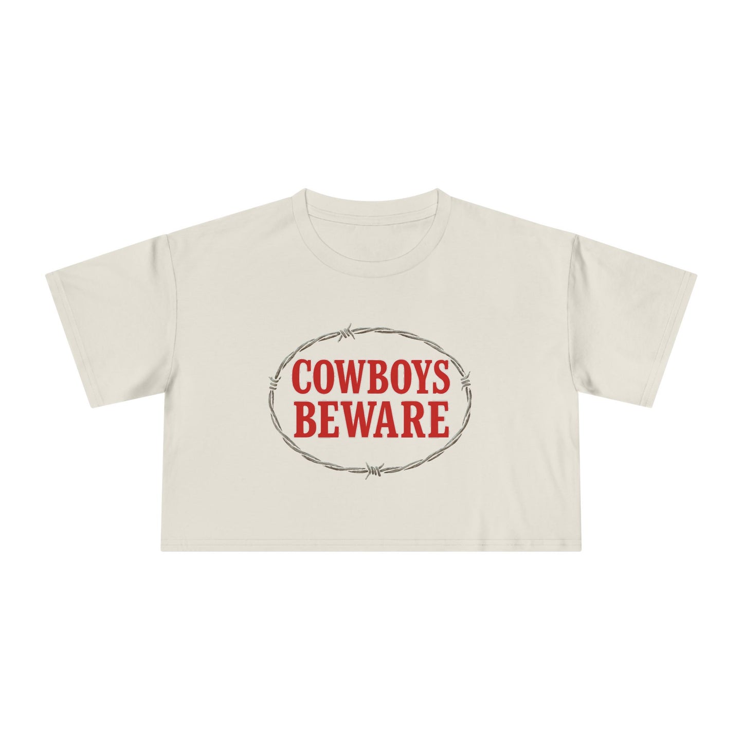 Cowboys Beware Crop Tee.