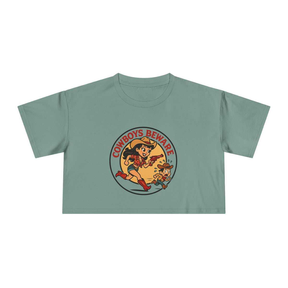 Cowboys Beware Crop Tee.
