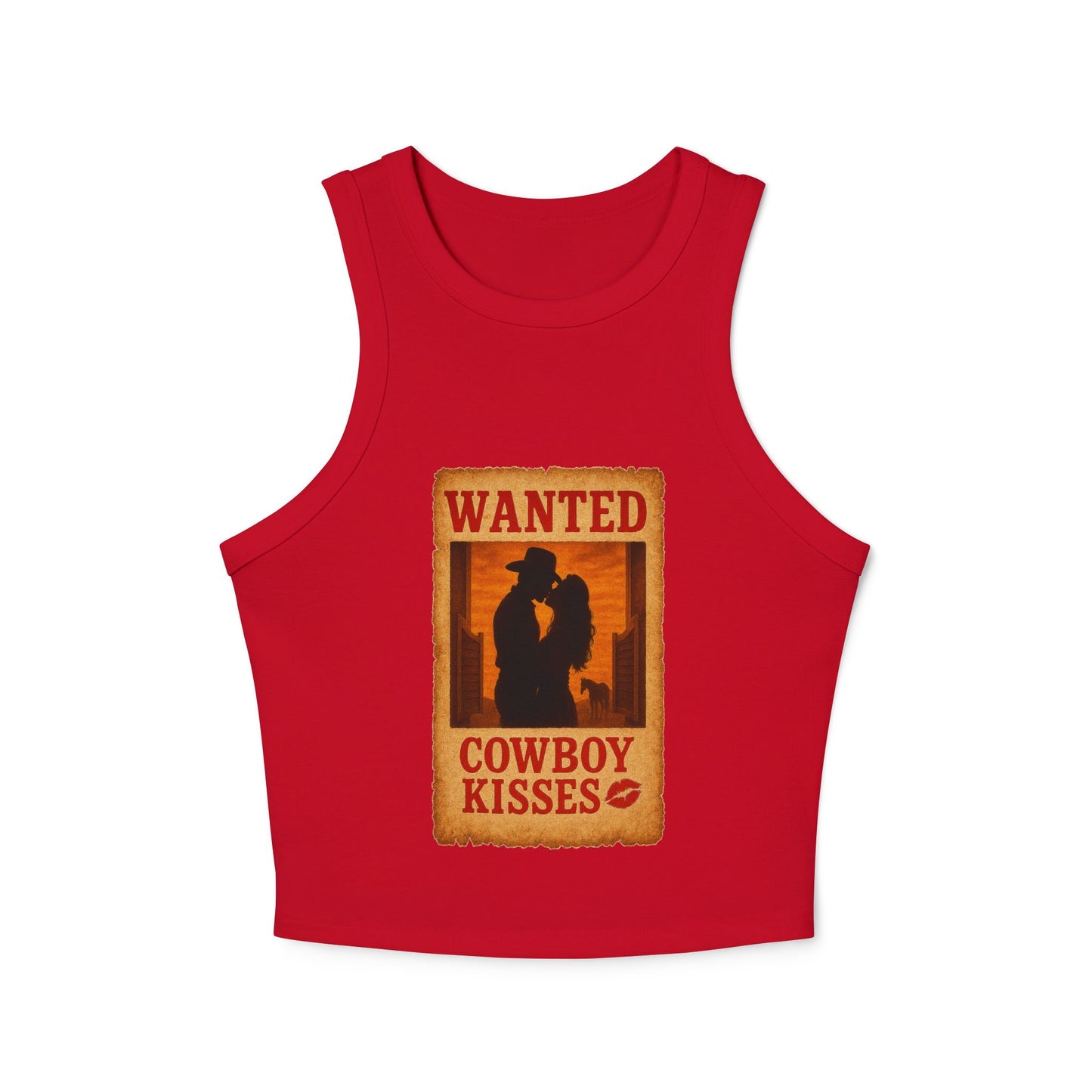 WANTED Cowboy Kisses Micro Rib Racer Tank.