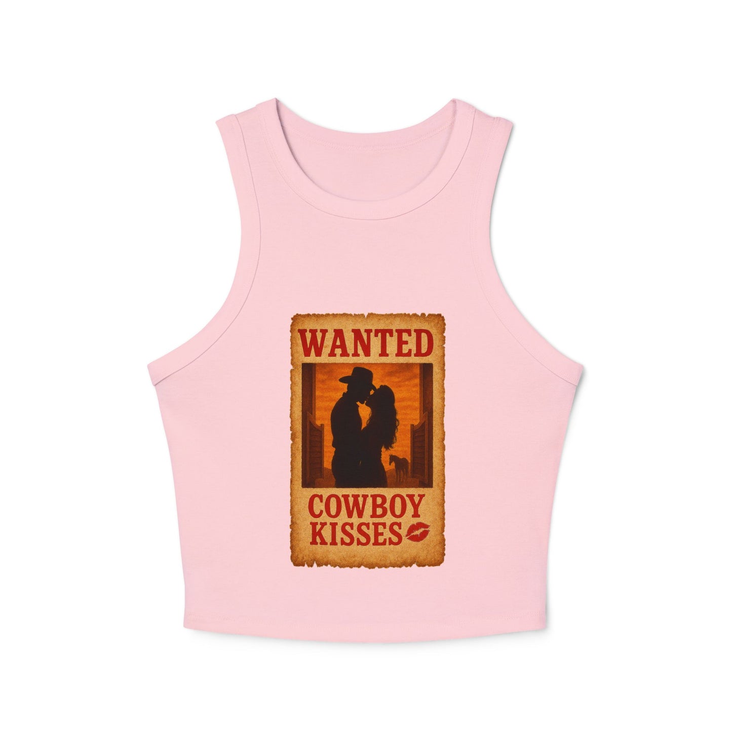 WANTED Cowboy Kisses Micro Rib Racer Tank.
