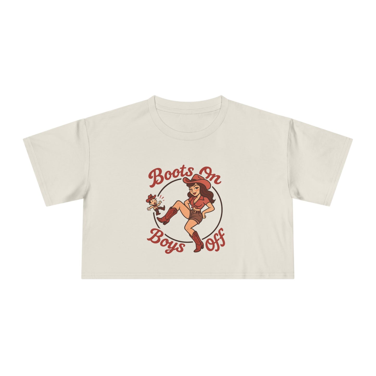 Boots On Boys Off Women's Crop Tee.