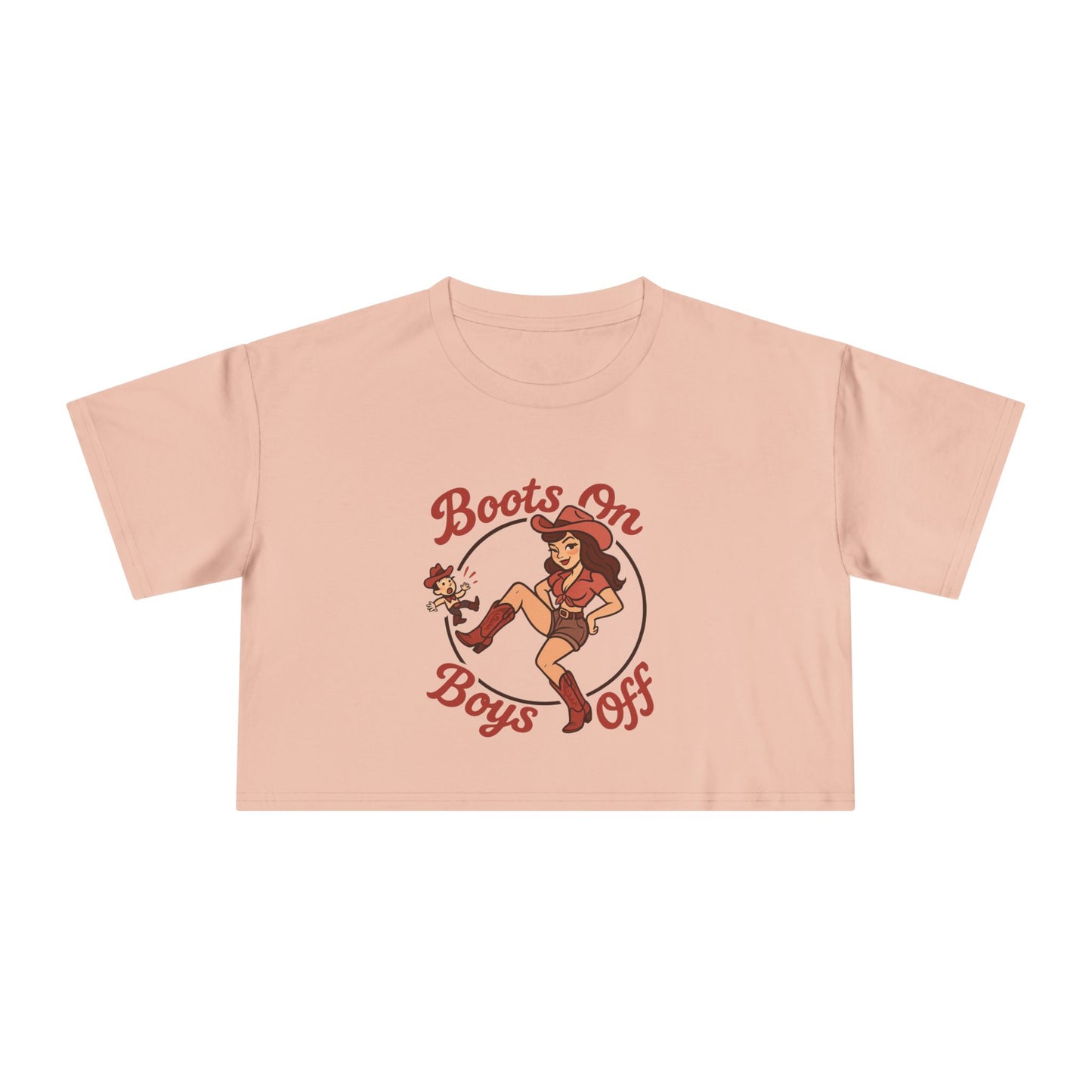 Boots On Boys Off Women's Crop Tee.
