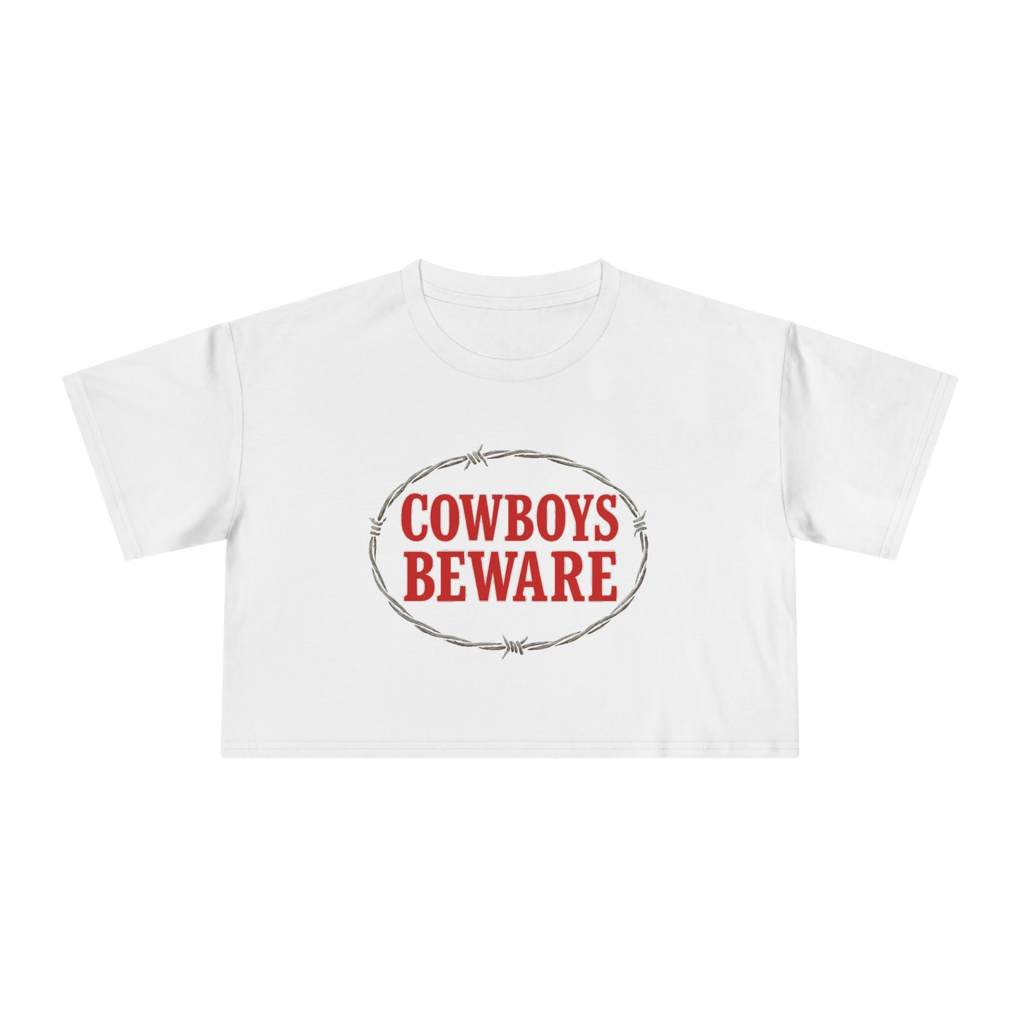 Cowboys Beware Crop Tee.
