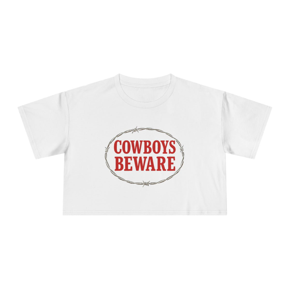 Cowboys Beware Crop Tee.