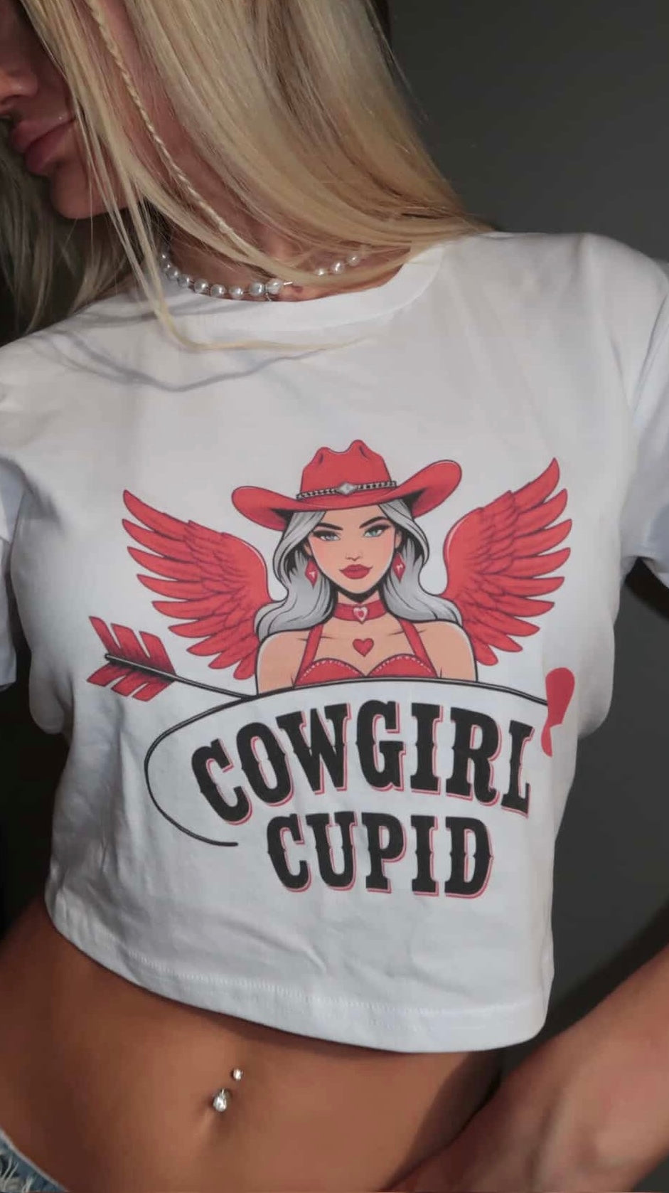 Cowgirl Cupid Crop Tee.