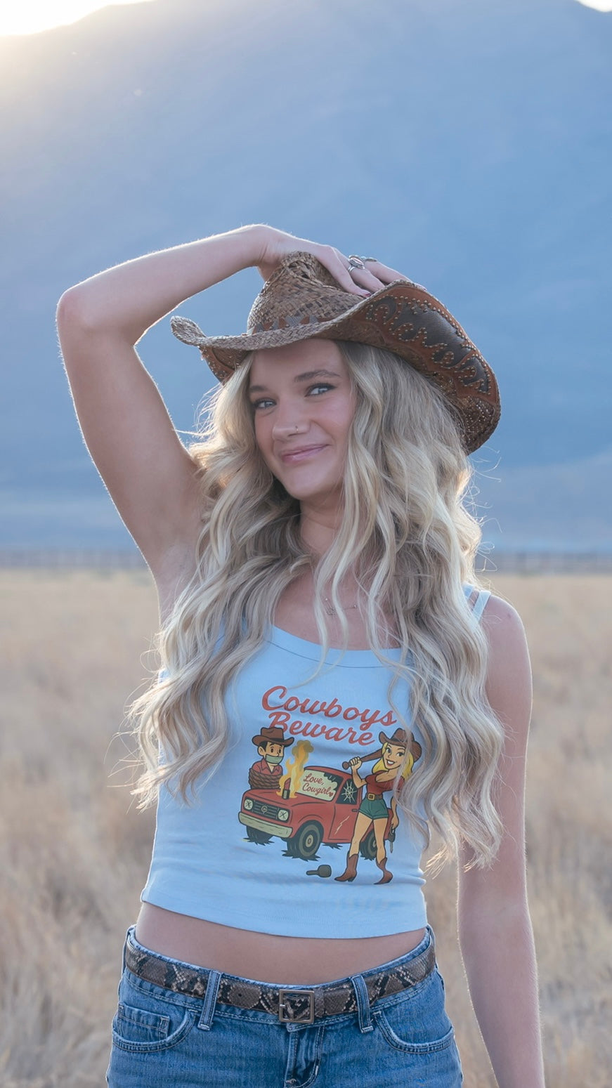 Cowboys Beware Spaghetti Strap Tank.