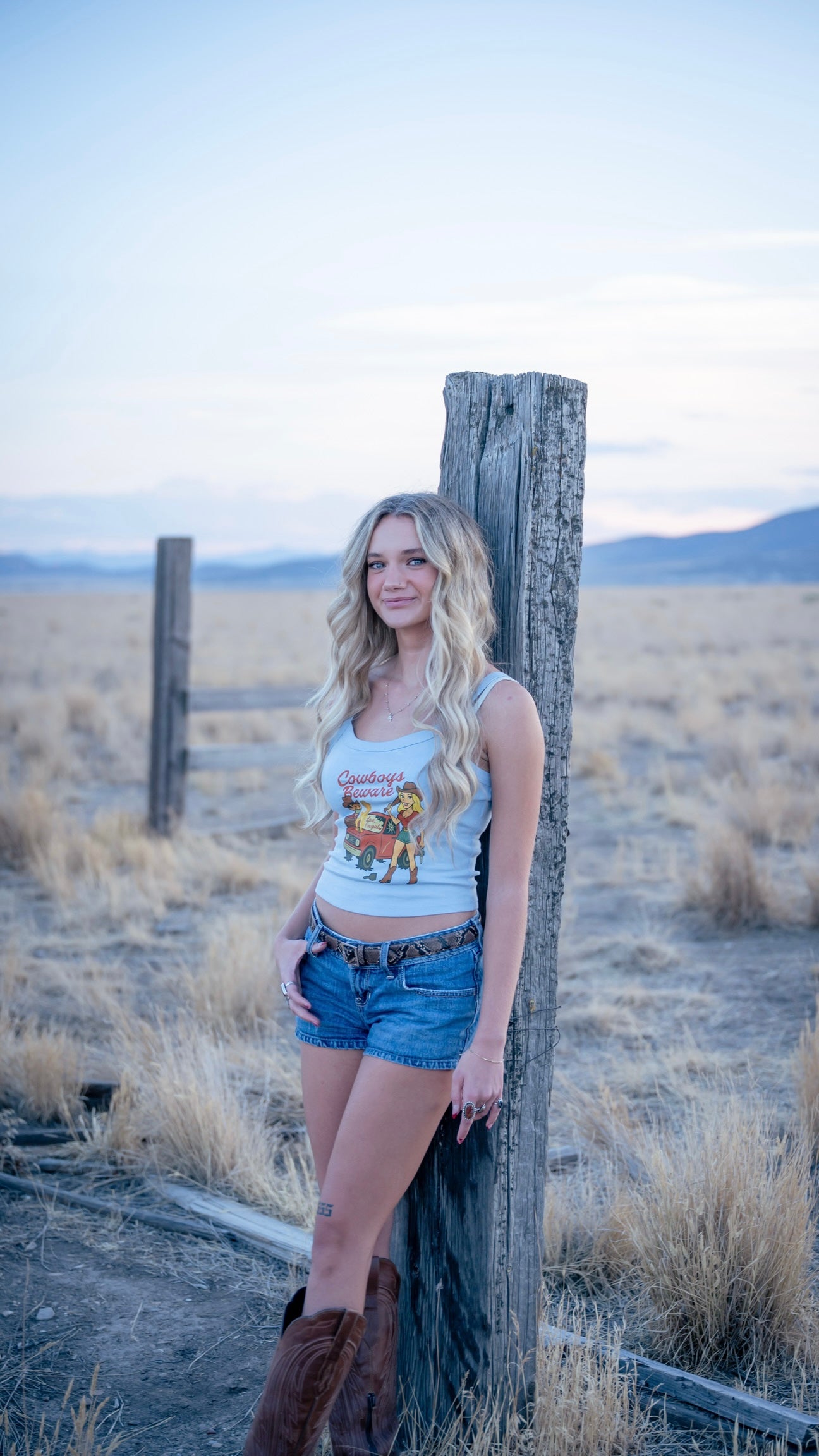 Cowboys Beware Spaghetti Strap Tank.
