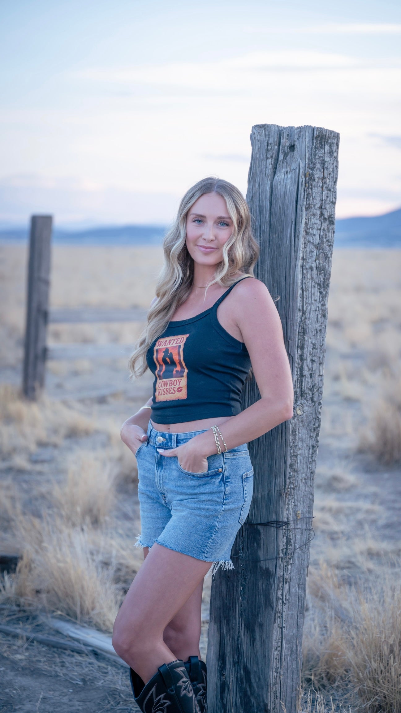 WANTED Cowboy Kisses Spaghetti Strap Tank